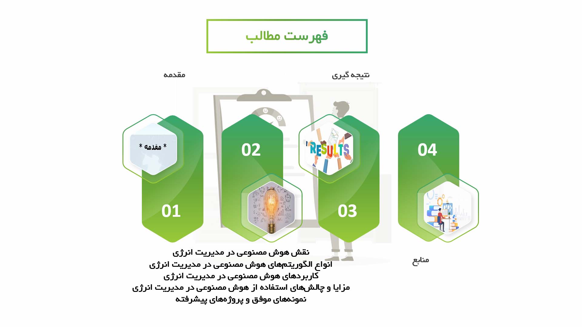 پاورپوینت در مورد استفاده از الگوریتم‌های هوش مصنوعی در مدیریت انرژی